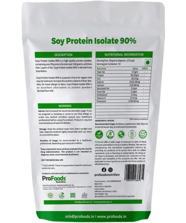 Prof'oods Soy Protein Isolate 90% Powder (1 kg) Vegan friendly protein source (Unflavoured) - Buy Online on GoSupps.com