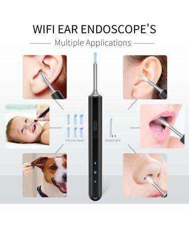 1080P FHD Wireless Ear Wax Camera & Cleaner Set - New Version for Kids, Adults, Pets - 6 LED Light Ear Wax Removal Tool - Black - Buy Online on GoSupps.com