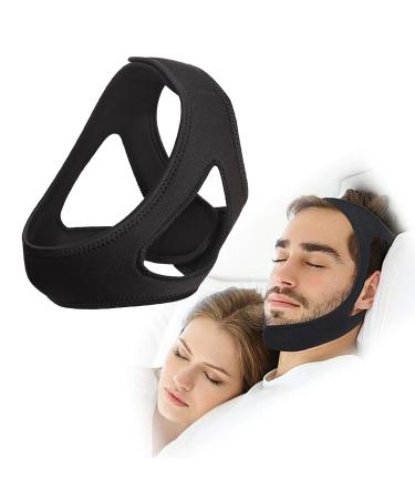 Anti Snoring Chin Strap for CPAP Users Adjustable and Breathable Snore Stopping Devices Comfortable Face Mask Bandage Keeping Mouth Closed No Dry Mouth Nasal Snore Stopper Women Men - Black
