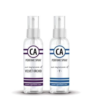 CA Perfume Impression of (Velvet Orchid + Y) Travel Size Sample Fragrance Refillable Atomizer Long Lasting Eau de Parfum (Cologne) Sprayer / 2 Fl Oz/ 60 ml Velvet Orchid + Y Impression