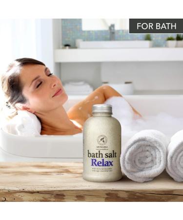 Relaxing Bathing Salt 600g - Sea Salt with Lavender & Sage Oil for Sleep Stress Relief and Aromatherapy - Best Body Care & Wellness Solution - Buy Online on GoSupps.com