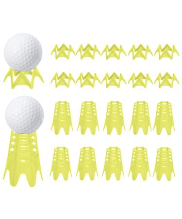 Plastic Golf Tees 20Pcs Golf Simulator Tees for Home Outdoor Indoor Golf Tees Simulator Practice Training Golf Mat Tees for Winter Turf and Driving Range Pack of 10 Tall & 10 Small Yellow