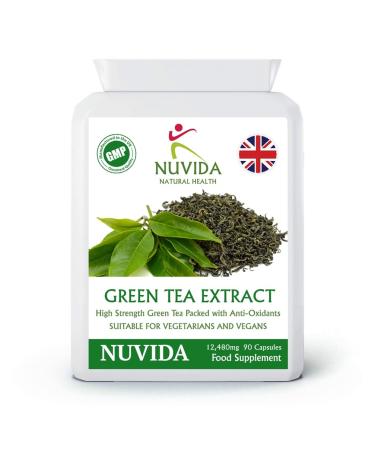 Green Tea Capsules - 90 High Strength Green Tea Extract Capsules - A Natural Green Tea Supplement and Powerful Antioxidant - Vegan and Vegetarian Friendly