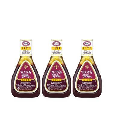 Ken's Steak House Lite Raspberry Walnut Vinaigrette, 16 Fl Oz (Pack of 3)
