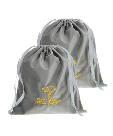 PAMINGONO 2pcs Fabric Hair Dryer Drawstring Bags Grey Hair Dryer Bags Drawstring Hair Dryer Bags 25.00X22.00X0.50CM
