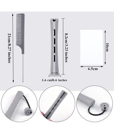 Elcoho 48 Pieces Gray Hair Perm Rods 3.3x0.6 Inch with Steel Pintail Comb and Perm Paper - Hairdressing Styling Tools (Pack of 48) - Buy Online on GoSupps.com