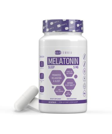 NAPSOMNIA Melatonin for Sleeping for Men & Women - Sleep Melatonin w/Valerian Root Extract - Vegan Melatonin Capsules - Sleep Aid for Adults - Deep Sleep Supplements to Ease Jet Lag Strain (5 Mg) - Buy Online on GoSupps.com