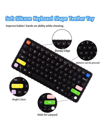 Besosay Baby Keyboard Teething Toy for Babies 0-12 Months | Soft Silicone Infant Teether Pacifier | Fidget Toy for Breastfeeding Baby | Black - Buy Online on GoSupps.com