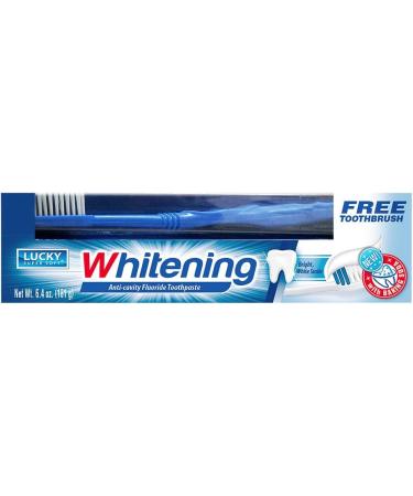 Buy Whitening Anti-Cavity Fluoride Toothpaste + Bonus Toothbrush - 6.4 oz | International Shipping Available - Buy Online on GoSupps.com