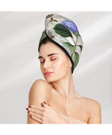 Vintage Flower Microfiber Hair Towel | Super Absorbent Quick-Dry Cap for Long Curly & Thick Hair - Soft Coral Velvet for Women - Buy Online on GoSupps.com
