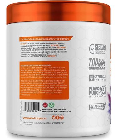 Dry Scoop Ballistic Supps Extreme Pre-Workout for Men and Women Fast Acting Increased Focus Strength & Energy (Grape Bubble Butt) - Buy Online on GoSupps.com