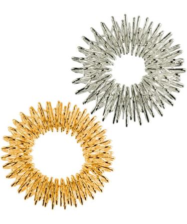 10-Pack Acupressure Energy Massage Rings - Gold & Silver Finger Massage Rings for Wellness & Relaxation - Buy Online on GoSupps.com