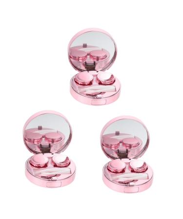 Lalafina 3 sets Starry Heaven Brillen case container cases of eye contact contact lenses tweezers tinker for contact lenses Portable contact lenses short -sighted support box pp rosax3stk 7.5x7.5cmx3PCs