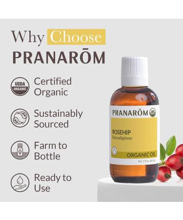 Pranarom Organic Cold-Pressed Rosehip Oil - USDA Certified 2 fl oz - Anti-Aging Acne Scar Treatment Face & Hair Care - Buy Online on GoSupps.com