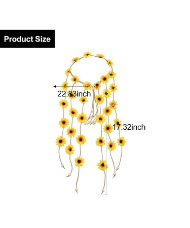 Sunflower Hippie Headband for Women - Floral Crown Headdress for Wedding, Baby Shower & Photoshoot - Buy Online on GoSupps.com