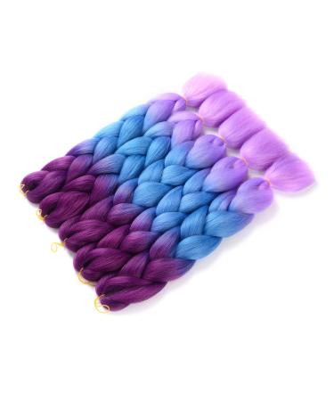 Showjarlly Jumbo Braid Art Hair Extensions - 24 inch Ombre Kanekalon Braid - 5 Pack for Crochet Twist & Box Braids in Purple Navy Blue & Light Violet - Buy Online on GoSupps.com