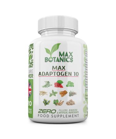 Max Adaptogen 10 | Ayurvedic Herbs | Ashwagandha Bacopa Holy Basil Rhodiola Rosea Schisandra Cordyceps Gotu Kola Siberian & Panax Ginseng Astragalus (120 Capsule Bottle) 120 Count (Pack of 1)