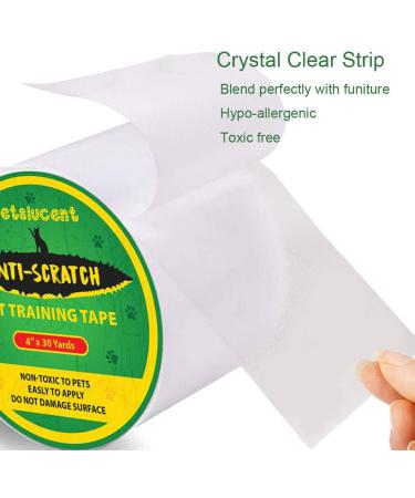 Petslucent Cat Scratch Furniture Protector Tape - 4''x 30 Yards Green | Double Sided Clear Sticky Paws Guards for Carpet, Sofa, Couch, Door - Anti Scratch Deterrent Training Tape - Buy Online on GoSupps.com