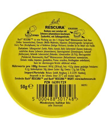 Bach Original Rescura Pastilles (Formerly Rescue) - Fruity Black Currant Flower Mixture for Inner Peace | 2x 50g Spar-Set Plus Pharma - Buy Online on GoSupps.com