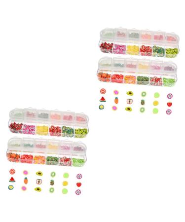 Housoutil 4 Boxes 12 Clay Nail Art Slices Flower Nail Decor Fruit Stickers Nail Art Polymer Slices Watermelon Nail Art Slices Nail Slices Fruit Stickers for Nails Manual 3d 0.5X0.5CMx2pcs Assorted Colorx2pcs