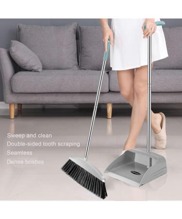 Broom and Dustpan Set for Home - Dust Pans with Long Handle | Outdoor Indoor for Home Kitchen Must Haves for Home Grey - Buy Online on GoSupps.com