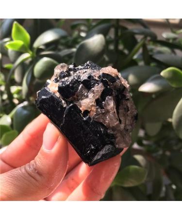 Natural Crystal Rough 1pcs Natural Black tourmarine and Crystal Specimen Reiki Healing Crystals Rough Gemstone for Home Decoration - Buy Online on GoSupps.com