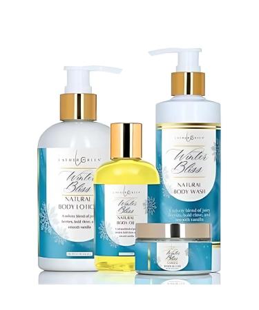Lather Green Premium Skincare Sets Lemon Verbena Winter Bliss & Queen s Lair Collections Vegan Body Wash Lotion Oil Butter Scrub Spa Gift Quartet (1 count (Pack of 4))