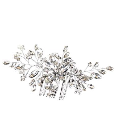 Bridal Hair Accessories Lightweight Floral Leaf Wedding Hair Accessories for Women Bridal Hair Comb Exquisite Wedding Hair Clip Multipurpose Diamond Hair Accessories Sliver