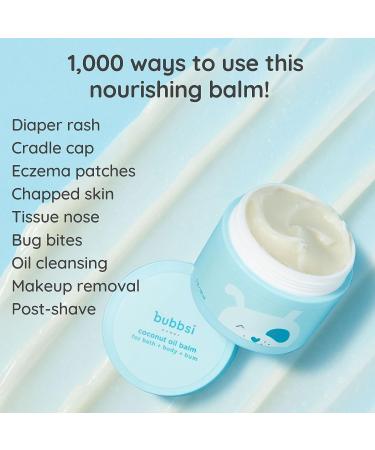 BUBBSI Coconut Baby Oil Balm | Diaper Rash, Eczema, Cradle Cap Relief | 100% Natural & Vegan | Organic Coconut Oil | EU Compliant | 5oz Refillable Jar + 15oz Refill Pouch - Buy Online on GoSupps.com
