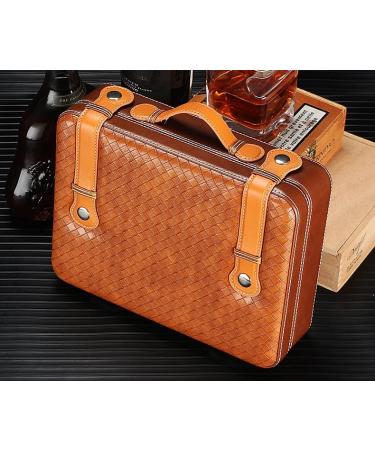 LYGA Portable Cigar Box Holds 30 Pcs Premium Cigar Humidor Organizer Real Leather Vintage Flap Cedar Wood Cigar Case Storage. - Buy Online on GoSupps.com