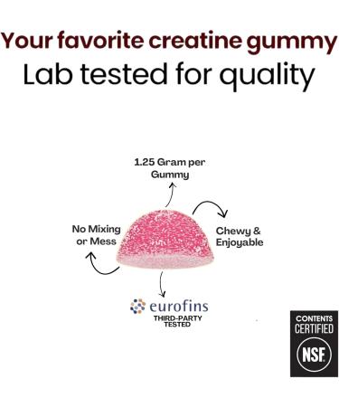 Creatine Monohydrate Gummies 5g Sugar Free Creatine Gummy for Workout for Men & Women Lean Muscle Support Strength Cognitive Health Gluten Free Non GMO NSF Certified Raspberry Lemonade 120 pc Sour Raspberry Lemonad  - Buy Online on GoSupps.com