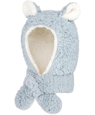 Kids 2 in 1 Winter Hat Scarf Set | Fleece Lined Earflap Balaclava Hoodie Scarf | Boys Girls Thermal Neck Warmer | Grey, 6M-4Y - Buy Online on GoSupps.com