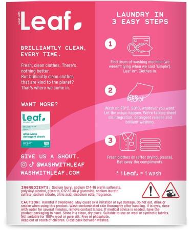 Leaf Laundry Sheets x75 - Ultra Concentrated Non-Bio Detergent | Simple Sheet Laundry Swaps | Travel-Friendly | 75 Count Pack - Buy Online on GoSupps.com