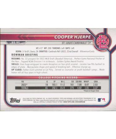 2022 Bowman Draft Cooper Hjerpe RC Rookie #BD-95 | St. Louis Cardinals | Official Baseball Trading Card - Buy Online on GoSupps.com