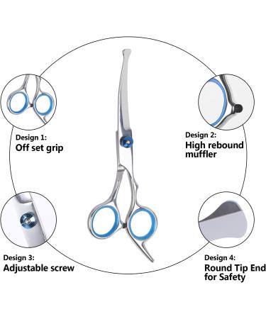 NiCoLa Pet Grooming Scissors Set - 6-Inch Professional Pet Grooming Scissors Set Titanium Pet Groomer Set Straight and Curved and Sparse Scissors/Shears Set - Buy Online on GoSupps.com