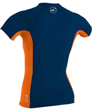 O'Neill Girls Premium Skins UPF 50+ Short Sleeve Rash Guard - Abyss/Papaya - Size 4 - Buy Online on GoSupps.com