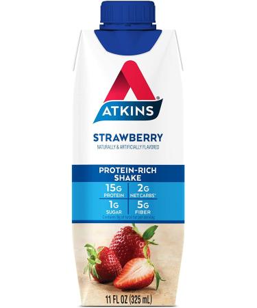 Atkins Strawberry Shake 4 Count - 11 Oz. Containers (2 Pack) - Buy Online on GoSupps.com