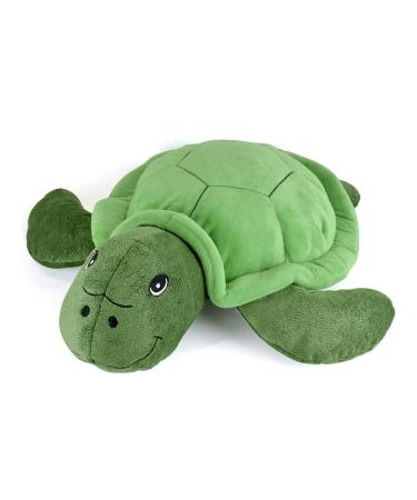 Habigail Hot Water Bottle with Novelty Plush Super Soft Cover Premium Natural Rubber 1 Litre Hot Water Bag - Helps Provide Warmth and Comfort - Bottle & Cover (Green Turtle) Green Turtle 2 Count (Pack of 1)