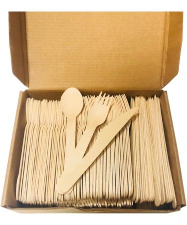 Wooden Cutlery Disposable Wood Utensils Compostable Cutlery Set for Camping Picnic Weddings Barbecue Birthday (200Pack - 50 Knives 100 Forks 50 Spoons) - Buy Online on GoSupps.com