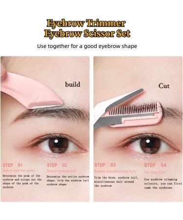 6 Piece Stainless Steel Eyebrow Trimmer & Scissors Set - Pink Makeup Tool for Men & Women - Perfect Eyelash & Hair Grooming - Buy Online on GoSupps.com