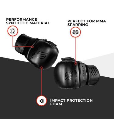 Sanabul Essential 7 oz MMA Hybrid Sparring Gloves - AllBlack (Large/X-Large) - Buy Online on GoSupps.com