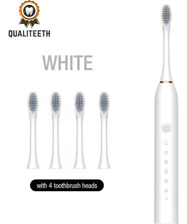 Sonic Electric Toothbrush for Adults & Students | 6 Modes 4 Brush Heads IPX7 Waterproof USB Rechargeable - White - Buy Online on GoSupps.com