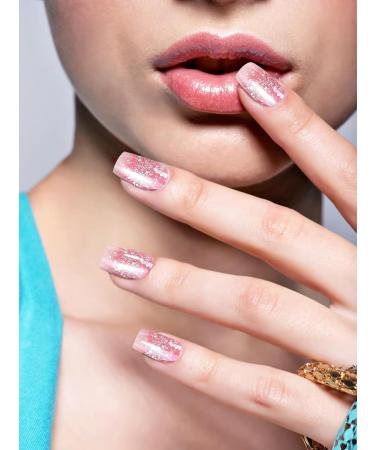 EBANKU Cured Gel Nail Strips Gel Nail Strips Long Lasting Waterproof Real Nail Polish Strips Wraps Stickers with Cuticle Stick Nail File Nail Wipes & Sealing(UV/LED Lamp Required) Pink Glitter - Buy Online on GoSupps.com