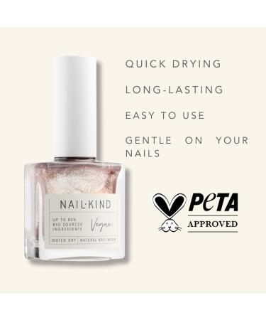 NAILKIND Gold Shimmer Pink Nail Polish - Glazed Brulee - Shimmery Nail Varnish - Vegan Nail Lacquer + Peta Certified + Cruelty Free - Quick Drying Long Lasting - Chip Resistant - 8ml - Buy Online on GoSupps.com