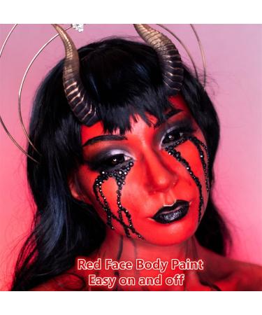 Go Ho Red Cream Face Body Paint(2.37 oz) Water Based Red Devil Makeup Face Painting for Adults Children SFX Cosplay Costumes Festivals Halloween - Buy Online on GoSupps.com