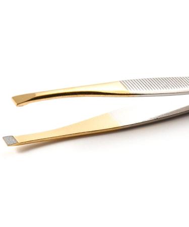 Solingen Slanted Tip Tweezers for Professional Eyebrow and Hair Removal - Stainless Steel with Chrome Plating, Leather Case Included (Made in Germany) - Buy Online on GoSupps.com