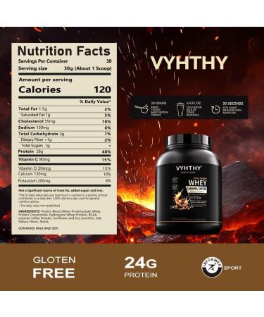 VYHTHY Caramel Coffee Flavored Whey Protein Powder 24g Protein per Serving Fast-Absorbing Concentrated whey Protein Low Sugar Gluten-Free Natural Flavor 2 lbs/32 oz. - Buy Online on GoSupps.com