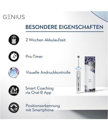 Buy Oral-B Genius 8500 Electric Toothbrush - 5 Cleaning Modes Bluetooth Travel Case - Silver Design Edition | Perfect Dental Care Gift - Buy Online on GoSupps.com