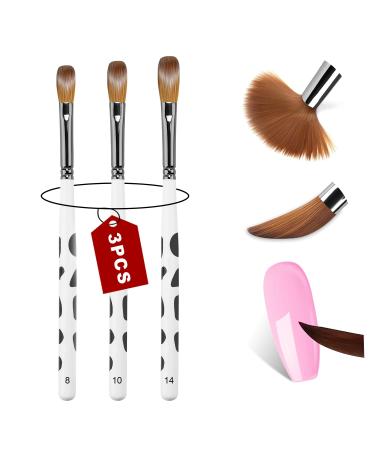 LEDSUUEI Kolinsky Acrylic Nail Brushes - Size 8/10/14 Professional Kolinsky Nail Brushes for Acrylic Powder Nail Acrylic Brush for Nail Art Pen DIY Decoration Acrylic Tool Nail Polish Brush A-8/10/14