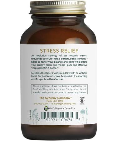 PURE SYNERGY Stress Remedy | 60 Capsules | USDA Organic | Non-GMO | Vegan | Ashwagandha Root Extract for Natural Stress Relief - Buy Online on GoSupps.com